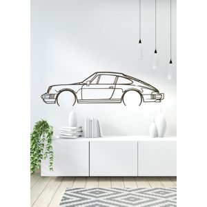 Olivios design porsche 911 wandpaneel auto silhouet 118x34cm 4mm dik Mdf zwart porsche 911 1976