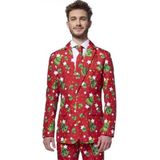 Suitmeister Christmas Trees Stars Red - Heren Pak - Kerst Outfit - Rood - Maat M