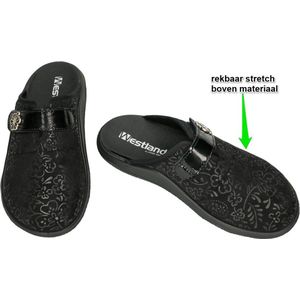 Westland - Dames - Zwart - Pantoffels - Lycra Stretch - Open Muil
