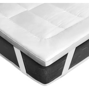 Microfibre Topper 160 x 200 cm + 5 cm with 4 Non-Slip Corner Tabs - Machine Washable - Hypoallergenic Mattress Topper 160 x 200 cm for Sofa Bed and Guest Bed