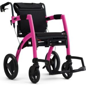 Rollz Motion2 Rollator en Rolstoel inéén, Standaard, Roze, Candy Pink