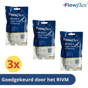 Zelftest - Covid-19 - Corona zelftest - Corona sneltest - FlowFlex - 3 stuks - RIVM goedgekeurd - Nieuwe Flexibele Verpakking