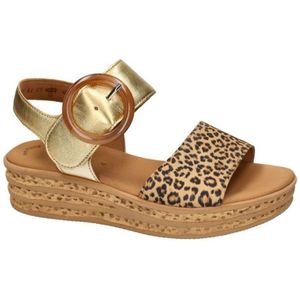 Gabor - Plateausandalen - Zwart - Textiel - Klittenbandsluiting