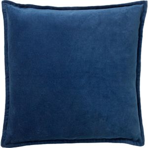 Dutch Decor CAITH - Sierkussen 50x50 cm - 100% katoen velvet - lekker zacht - Insignia Blue - donkerblauw - Inclusief binnenkussen