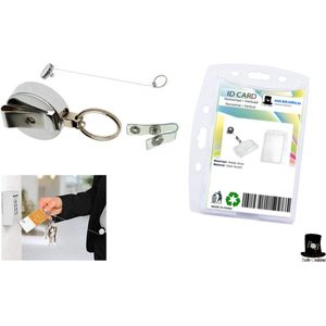 Bob Online™ - 1 Setje - 1 Stuk – Uittrekbare Sleutelhanger Metaal / ID JoJo in- 1 + 1 Stuk ID Badgehouder – Telescopische Sleutelhanger – ID YoYo – Metal Alloy Retractable Key Chain & ID JoJo in- 1 – Intrekbare Sleutelhanger/ID Jo Jo + ID Badgehouder