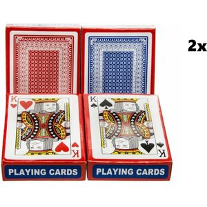 2x Speelkaarten set rood/blauw - klaverjassen klaveren ruiten harten schoppen hartenjagen spel kaarten