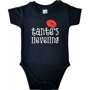 Zwarte romper met ""Tante's lieveling"" - 3 maanden - babyshower, zwanger, cadeautje, kraamcadeau, grappig, geschenk, baby, tekst, bodieke