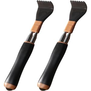 Scratcher - Massager - Draagbare, intrekbare krabpaal met dubbele stok (8,3-21,3 inch), handmassager voor het krabben en jeuk, duurzaam en praktisch. Een praktisch en origineel cadeau voor vrienden en familie. (Zwart, verpakking van 2)