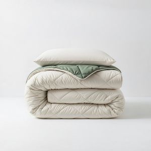 Sleeptime - 2 in 1 Diamant Dekbed - Creme/Groen - Dekbed zonder Overtrek Inclusief Kussensloop - 140x200