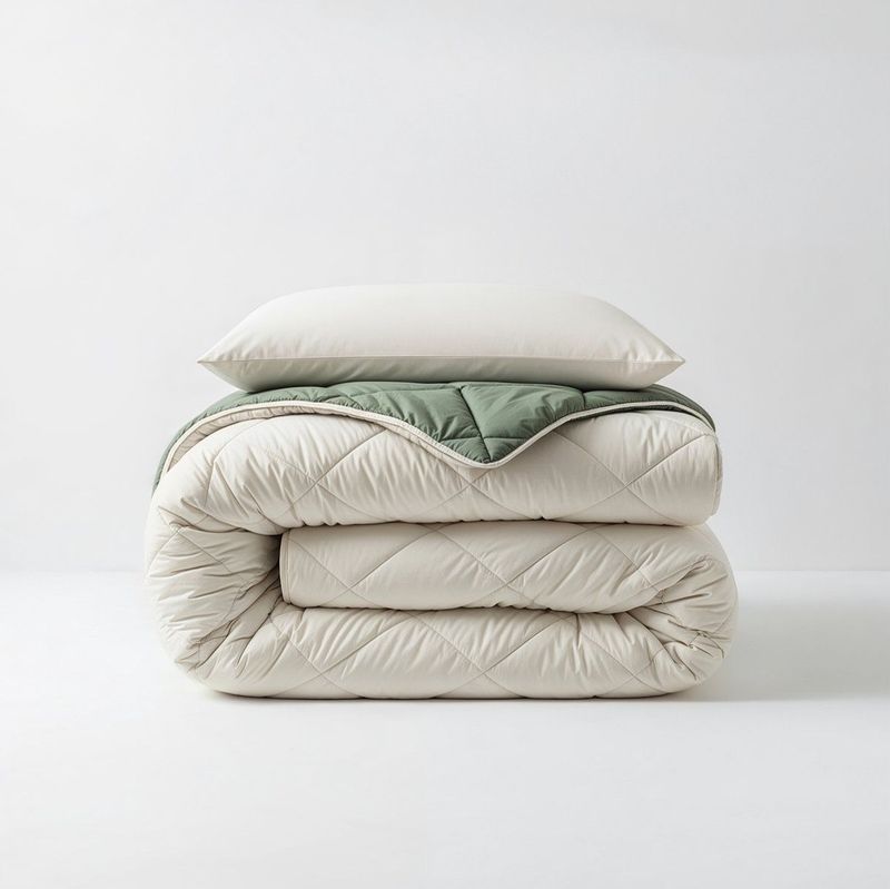 Sleeptime - 2 in 1 Diamant Dekbed - Creme/Groen - Dekbed zonder Overtrek Inclusief Kussensloop - 140x200