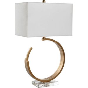 Bureaulamp DKD Home Decor 40 x 23 x 68 cm Kristal Gouden Metaal Transparant Wit 40 W 240 V