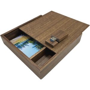 Houten Foto Album Box met USB Flash Drive 16GB/32GB/64GB - Duurzaam en Aanpasbaar