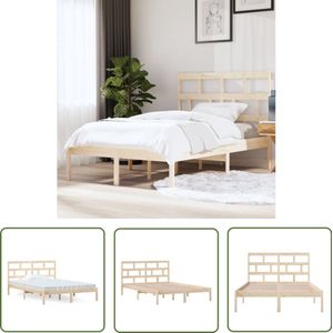 vidaXL Bedframe - Massief Grenenhout - 140x200 cm Modern Bed Frame - Grenenhouten Bed - Bed Frame Bruin - King Size Bed Frame - Boxspring Bed Frame