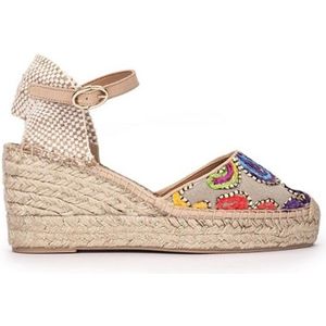 Pedro Miralles espadrilles beige met bloemen