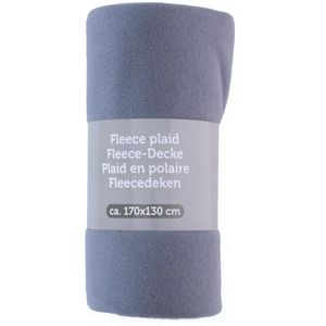 Polyester fleece deken/dekentje/plaid 170 x 130 cm korenblauw
