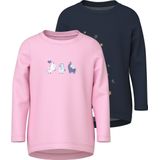 Name It - NMFVIX 2P LS TOP - Shirt met Lange Mouwen - Navy Blazer/ Star Bubbles - Set van 2