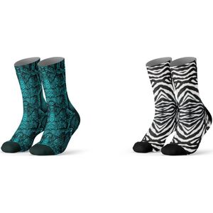 Sock My Feet geschenkdoos sokken dames 36 38 - cadeau voor vrouw - duurzaam - naadloos - Python Zebra