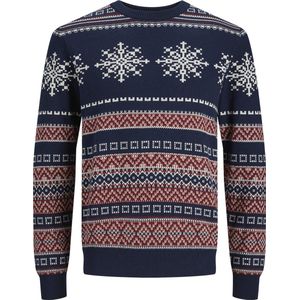 Jack & Jones - JJXMAS SNOWBALL - Gebreide Trui - Wit/Rood/Blauw - Katoenmix