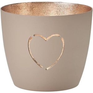 Windlicht Hart M - Zandsteen/Goud - Elegant Theelichthouder