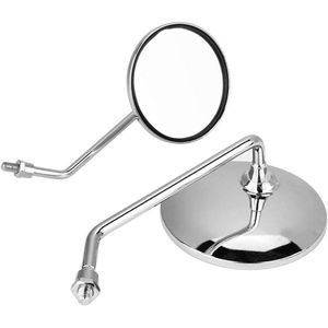 Achteruitkijkspiegel Zijspiegels Verstelbaar Plating Stuur Spiegel 2 Stks/Set voor Motorfiets - Motorfiets