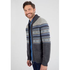 Damart - Cardigan met rits in jacquardtricot, wolmix - Heren - Grijs - (118-125) XXL