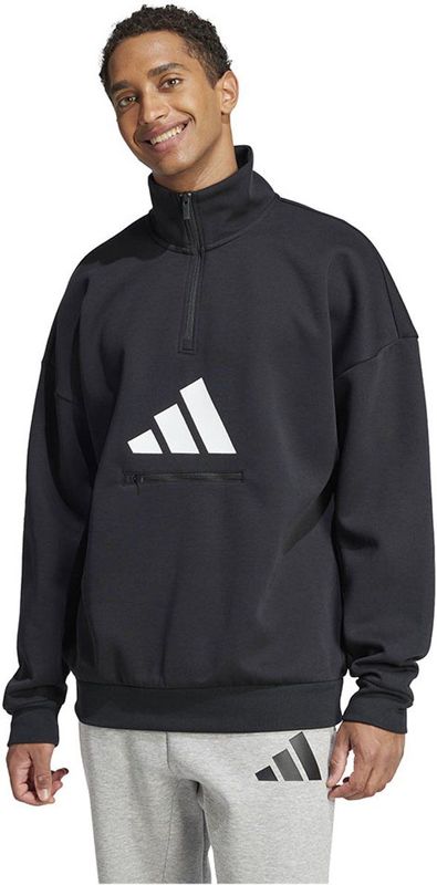 adidas - Future Icons 3 Bar Logo - Sweatshirt - Zwart - Halve Rits