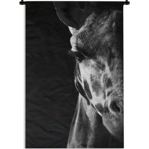 Wandkleed Dierenprofielen in Zwart-Wit - Dierenprofiel giraffe in zwart-wit Wandkleed katoen 60x90 cm - Wandtapijt met foto