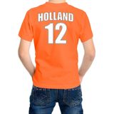 Oranje supporter t-shirt - rugnummer 12 - Holland / Nederland fan shirt / kleding voor kinderen 146/152