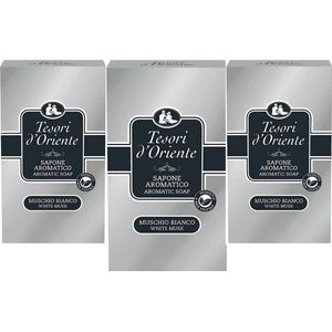 Tesori d'Oriente Muskus Zeep - 3 x 125g - Luxe Zeep Bar - Handzeep Met Witte Muskus