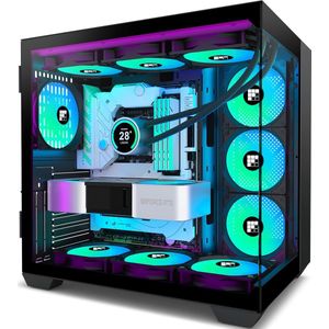 ATX Mid-Tower Gaming PC Behuizing met 6 PWM ARGB Ventilatoren en 270° Panoramaglas