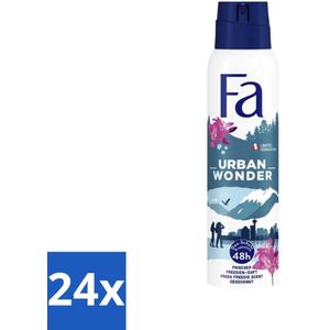 Fa - Deodorant Spray - Urban Wonder - Aardbei - 48 uur Bescherming - 150 ml - Voordeelverpakking - 24 stuks