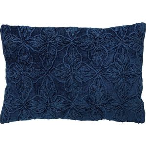 Dutch Decor AMAR - Kussenhoes 40x60 cm - 100% katoen - bloemen design - Insignia Blue - donkerblauw - met rits