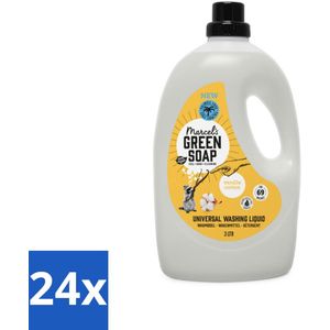 24 x Marcel's Green Soap - Vloeibaar Wasmiddel - Vanille & Katoen - Universeel - Natuurlijk & effectief - 69 Wasbeurten - 3L - Wasmiddel - Biologisch Afbreekbaar - Duurzaam Wassen - Vanille Geur - Katoen Geur