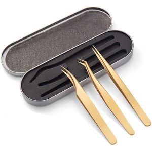 Professionele 3-delige set wimperextensions pincetten van roestvrij staal