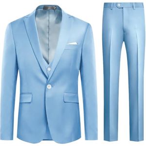 Slim fit geruit 3-delig herenpak voor bruiloften en zakelijke evenementen