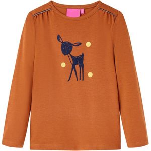 Kindershirt - Cognackleurig - Long Sleeve - T-shirt voor Kinderen