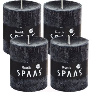 SPAAS Kaarsen - Rustieke kaarsen 68/80 mm - Stompkaars - 30 branduren - Zwart - 4 stuks - Voordeelverpakking