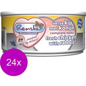 Renske Kat Adult Verse 70 g - Kattenvoer - 24 x Kip&Konijn