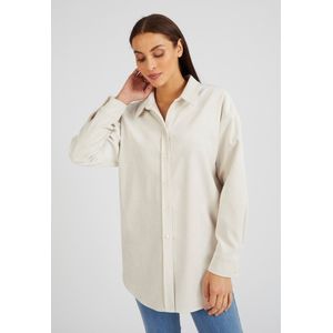 Damart - Lange overhemdblouse van Milleraies velours - Dames - Beige - S