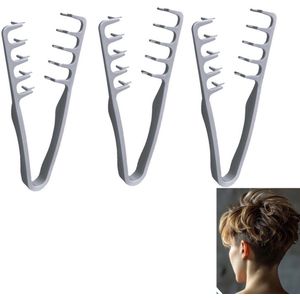 3-stuks Haarstylingkam - Texturerende kam - Kam met brede tanden - Tool voor volumetoename bij de wortels - Bedekt ponynaden - Lichtgewicht ontwerp - Schoonheidsaccessoire voor salonstyling - Geschikt voor mannen en vrouwen - Grijs