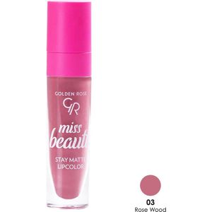 Golden Rose MISS BEAUTY STAY MATTE LIPCOLOR NO:03 ROSEWOOD Vloeibare Lippenstift die goed blijft zitten Kissproof