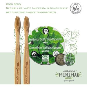 green-goose® Tandverzorging Pakket | Earth Sense Vaste Tandpasta Mint + 2 Bamboe Tandenborstels