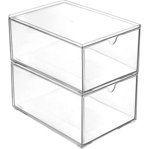 2 Stuks Tafel Organiser Stapelbaar - Make-up Opbergen 23 x 16.5 x 10 CM .