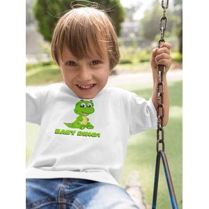 Shirt - Baby dino - Wurban Wear | Grappig shirt | Leuk cadeau | Unisex tshirt | Kinderkleding jongens | Dino | Dinosaurus | Dinosaurus speelgoed | Dino pak | Baby kleding jongens | Wit