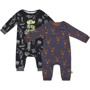 Charlie Choe - 2pack - Navy - Zwart Boxpak - Salopette - Kruippakje - Babypakje - Jumpsuit - Geboortepakje - Romper - Piraten - Tijgers - Maat 50