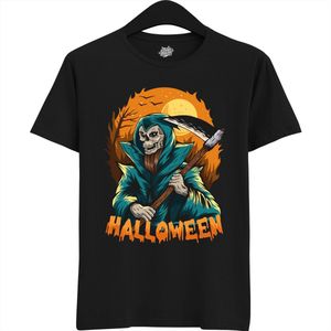 Mister Grimreaper - Halloween Magere Hein Dames / Heren Unisex Shirt - Grappig Kostuum Shirt Idee Voor Volwassenen - T-Shirt - Unisex - Zwart - Maat M