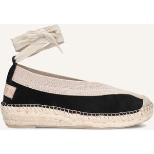 Shabbies Amsterdam - Espadrille Palma Kimono - Suède - Zwart - 100% Leer