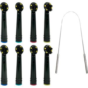 green-goose® Oral B Opzetborstels - 8 stuks - met gratis metalen Tongschraper