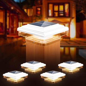 Paallamp op zonne-energie - Buitenverlichting voor houten palen - IP65 waterdicht - Patio hekverlichting - Wit - 4 stuks