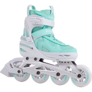 Blackwheels Skeelers Verstelbare Rolschaatsen Inlineskates Flex Pro, lichtgewicht en comfortabel, stabilisatie van de voet, rubberen wielen, Munt M 34-37